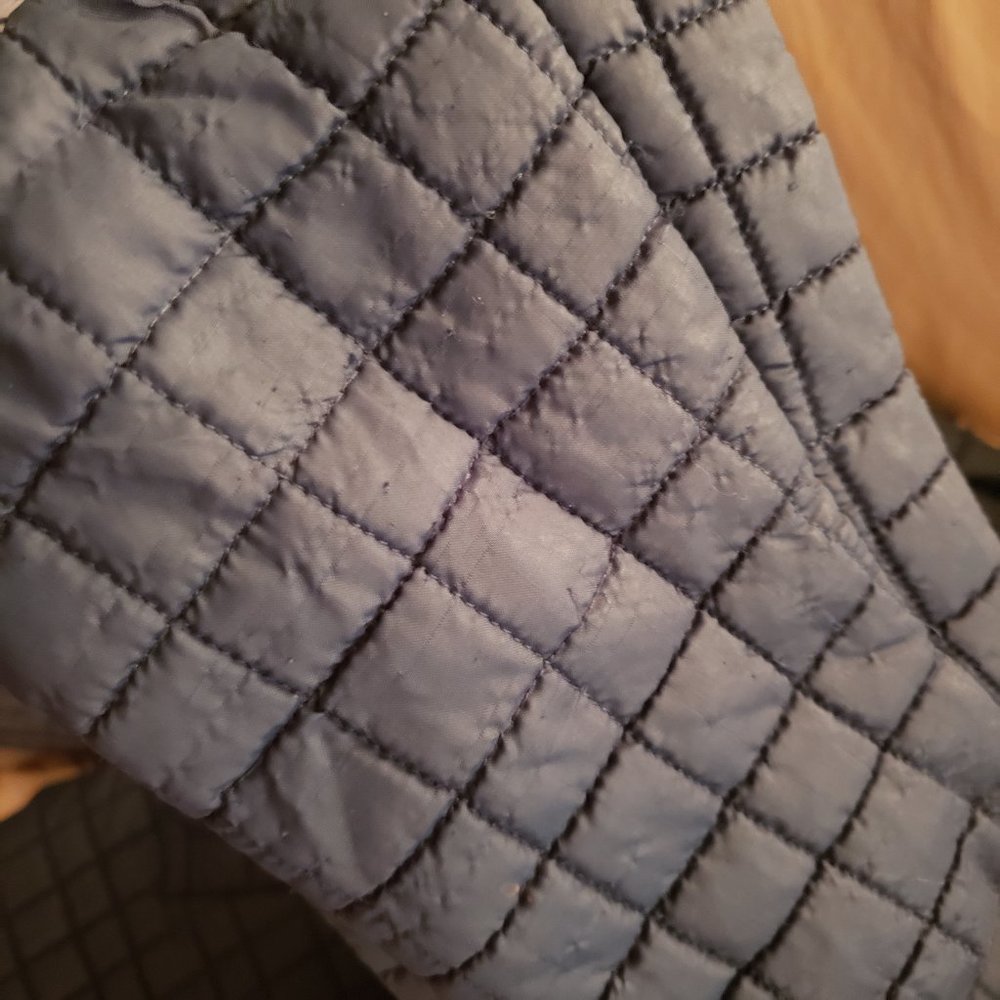 Vintage 70s lightweight White Bear of St Paul Navy Blue belted Jacket - Picture 11 of 12